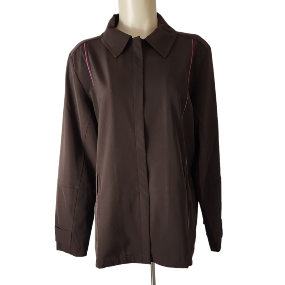Nike Golf Dri-Fit Zip-Up Jacket Sz L Dual Zipper Brown Pink Pockets READ NOTE